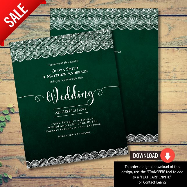 BUDGET Emerald Green White Lace Rustic Wedding (Creator Uploaded)