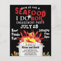 BUDGET Engagement 4 Photo Seafood Party Invitation