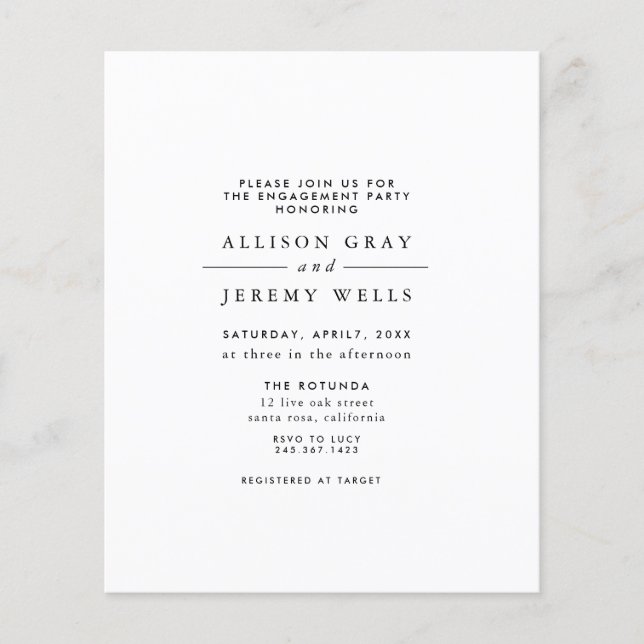 Budget Engagement Party Invitation Flyer (Front)