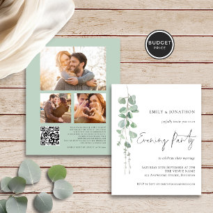 Budget Eucalyptus 3 Photos Wedding Evening Invite