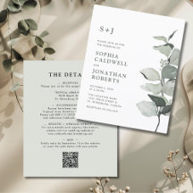 Budget Eucalyptus All in One Wedding Invitation