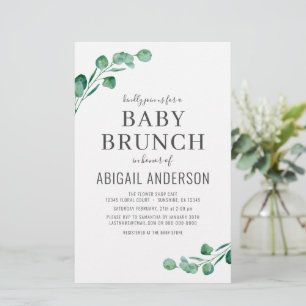 Budget Eucalyptus Baby Brunch Greenery Invitation