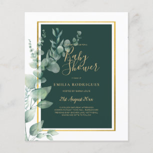 BUDGET Eucalyptus BABY SHOWER GOLD QR CODE INVITE  Flyer