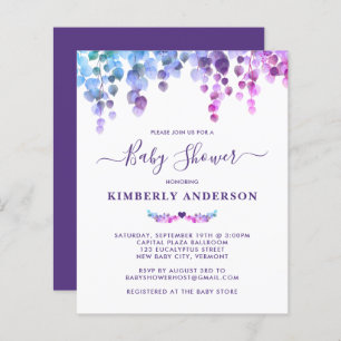 Budget Eucalyptus Baby Shower Purple Blue Pink