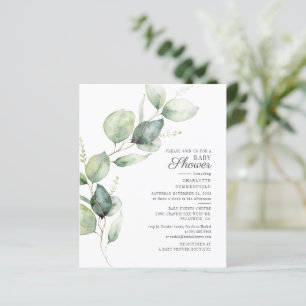 Budget Eucalyptus Botanical Baby Shower Invitation