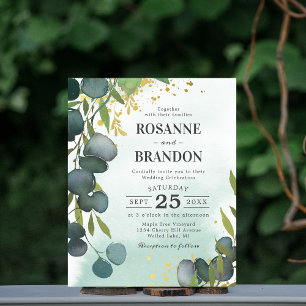 Budget Eucalyptus Botanical Wedding Invitation