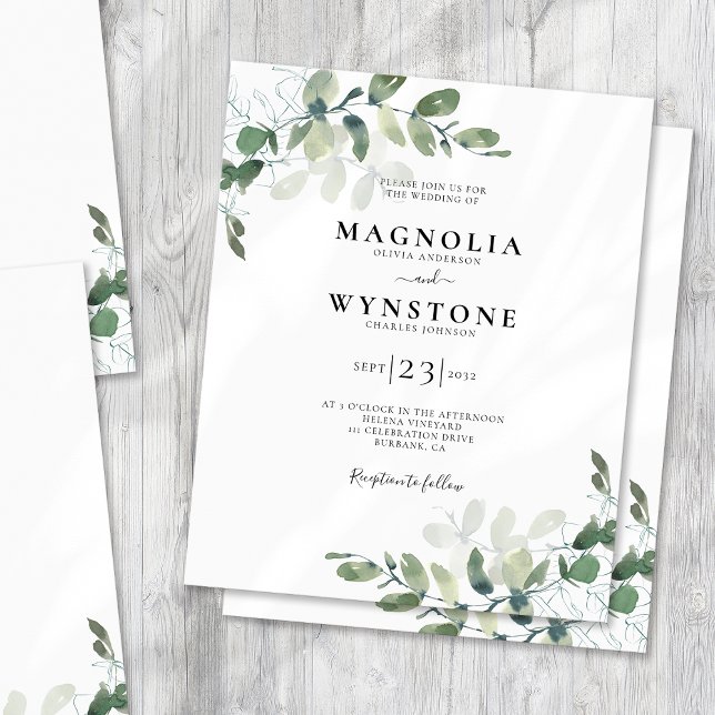 Budget Eucalyptus Botanical Wedding Invitation (Creator Uploaded)