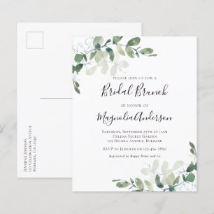 Budget Eucalyptus Bridal Brunch Postcard Invite