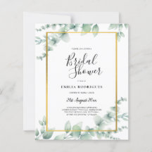 BUDGET Eucalyptus BRIDAL SHOWER GOLD QR CODE