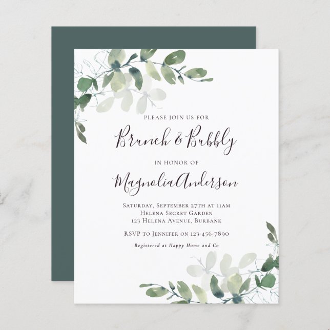 Budget Eucalyptus Bridal Shower Invitation (Front/Back)