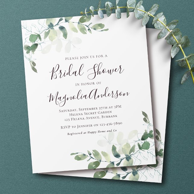Budget Eucalyptus Bridal Shower Invitation Flyer (Creator Uploaded)
