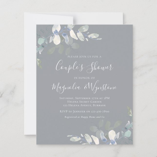Budget Eucalyptus Couple's Shower Invitation (Front)