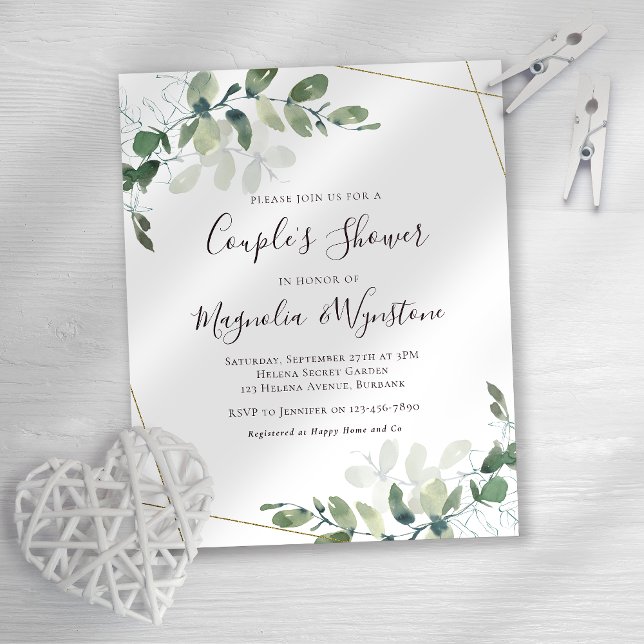 Budget Eucalyptus Couple's Shower Invitation (Creator Uploaded)
