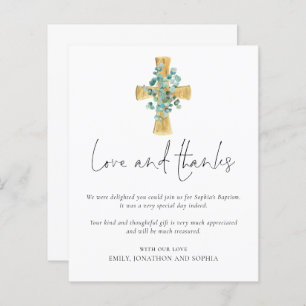 Budget Eucalyptus Cross Script Baptism Thank You