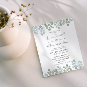 Budget Eucalyptus Dusty Blue  Watercolor Wedding 