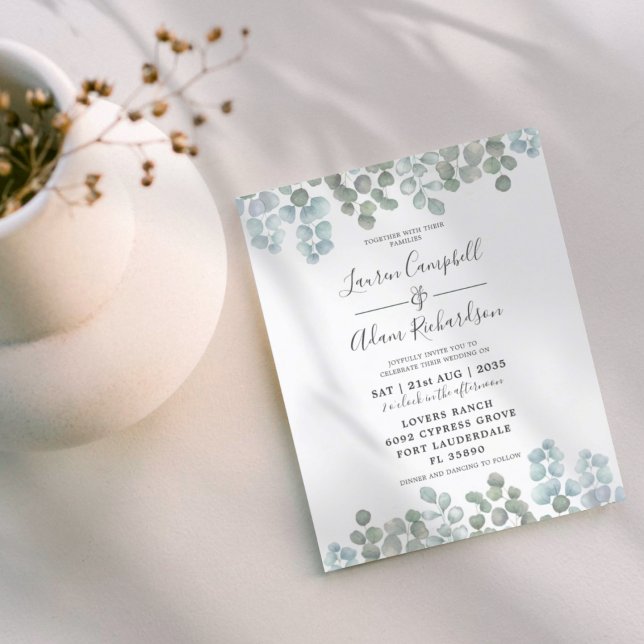 Budget Eucalyptus Dusty Blue  Watercolor Wedding  (Creator Uploaded)