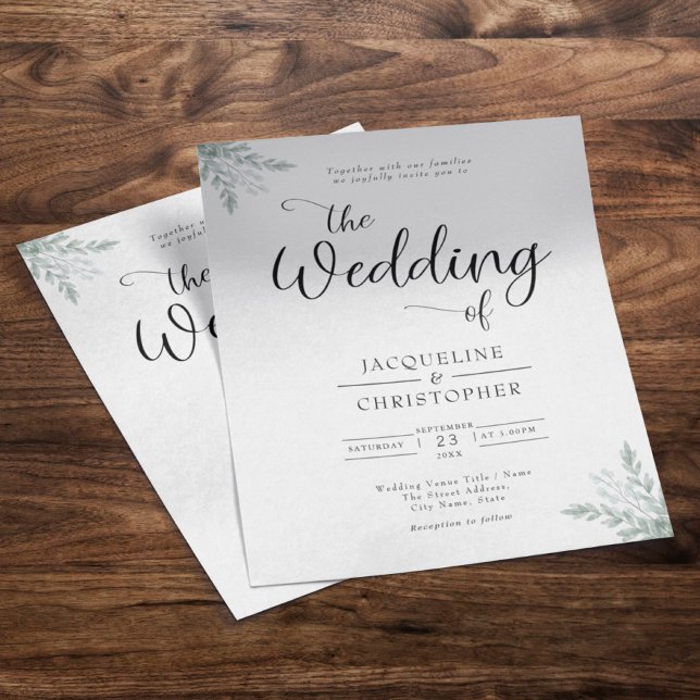 Budget Eucalyptus Elegant Wedding Invitation Flyer (Creator Uploaded)