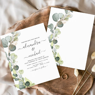 Budget Eucalyptus Elegant Wedding Invitation Flyer