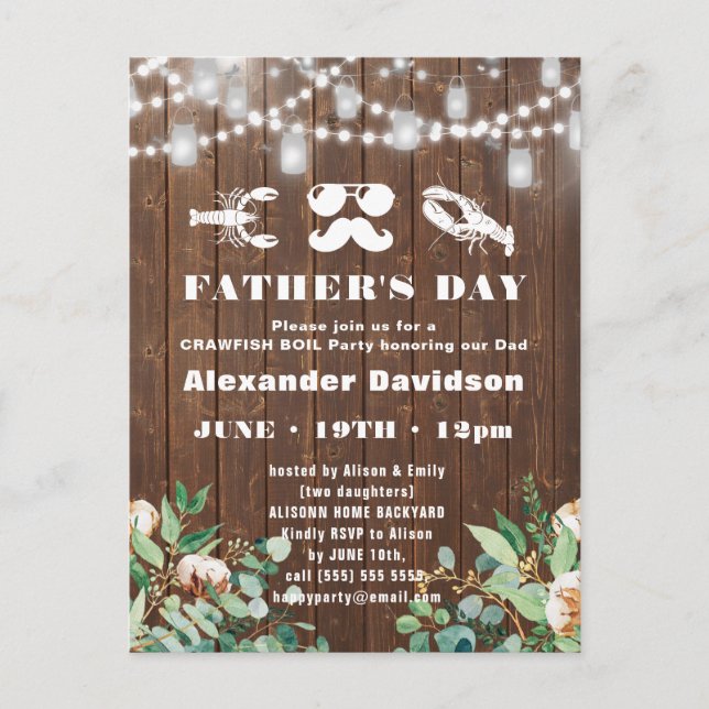 BUDGET Eucalyptus Father's Day Photo Invitation Postcard (Front)