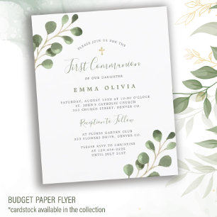 Budget eucalyptus First Holy Communion Invitation Flyer