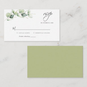 Budget Eucalyptus Foliage Script Wedding RSVP Card