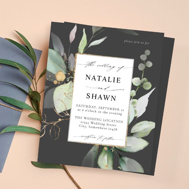 Budget Eucalyptus Glow Gold Greenery Wedding Grey (Creator Uploaded)