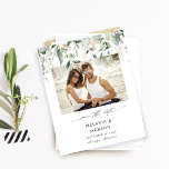 Budget Eucalyptus Glow Photo Save the Date<br><div class="desc">** SATIN PAPER IS PAPER THIN. UPGRADE THE PAPER FOR A THICKER PAPER. HAS AN OPTION FOR ENVELOPES. *** Save money on formal invitations with this smaller invitation that has an option for envelopes. Get your guests ready for the amazing wedding with your Eucalyptus Glow Photo Save the Date Cards....</div>