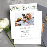 Budget Eucalyptus Glow Photo Save the Date 2<br><div class="desc">** SATIN PAPER IS PAPER THIN. UPGRADE THE PAPER FOR A THICKER PAPER. HAS AN OPTION FOR ENVELOPES. *** Save money on formal invitations with this smaller invitation that has an option for envelopes. Get your guests ready for the amazing wedding with your Eucalyptus Glow Photo Save the Date Cards....</div>