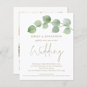 BUDGET Eucalyptus Gold 3 photo QR Wedding Invite