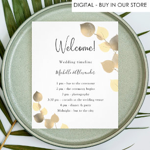 Budget eucalyptus golden wedding program 