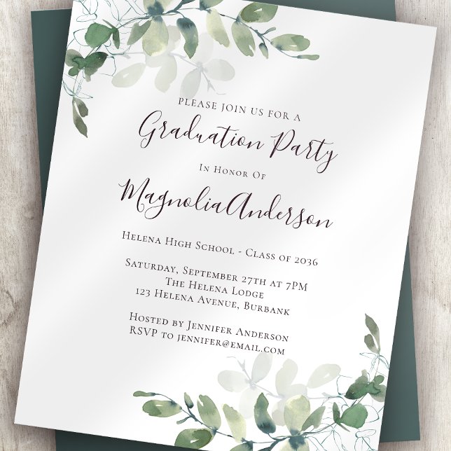 Budget Eucalyptus Graduation Party Invitation (Creator Uploaded)