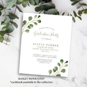 Budget eucalyptus graduation party invitation flyer