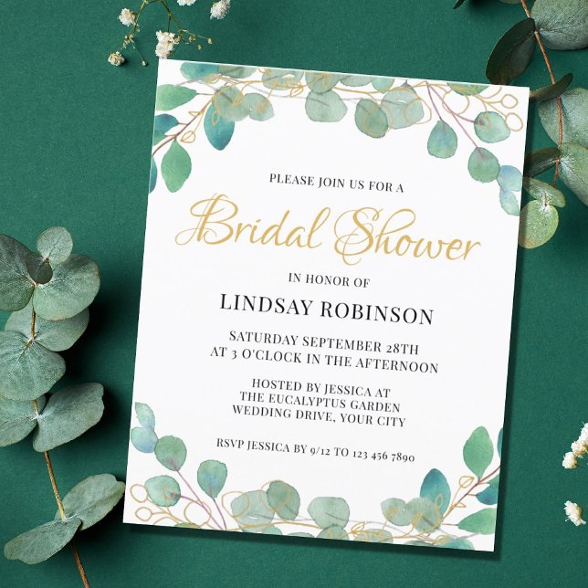 Budget Eucalyptus Green Bridal Shower Invitation (Creator Uploaded)