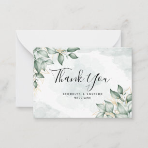 BUDGET Eucalyptus Green Foliage Wedding Thank You Card