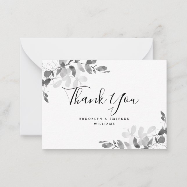 BUDGET Eucalyptus Green Foliage Wedding Thank You  Card (Front)
