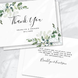 BUDGET Eucalyptus Green Foliage Wedding Thank You Card