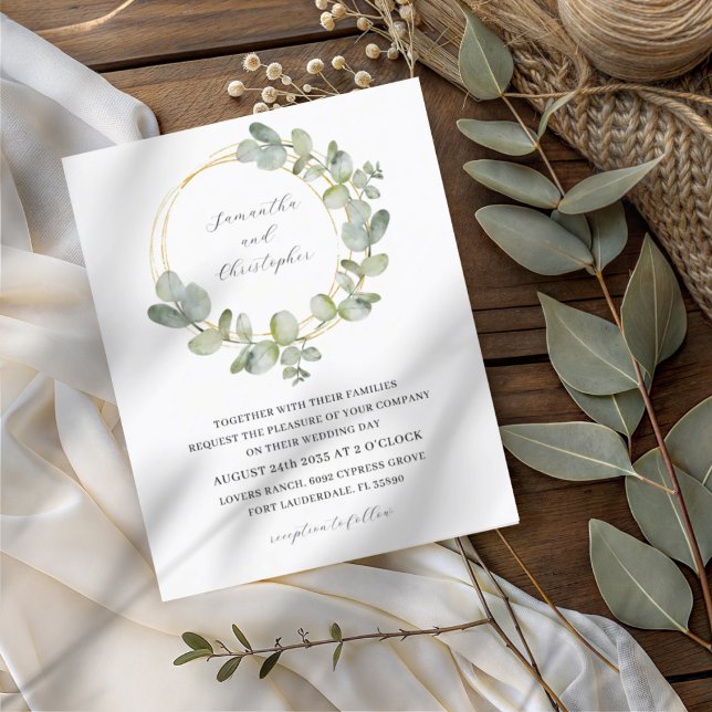 Budget Eucalyptus Green & Gold Wreath Wedding (Creator Uploaded)