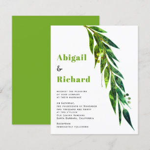 BUDGET eucalyptus green tones wedding invitation