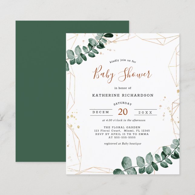 Budget Eucalyptus | Greenery Baby Shower Flyer (Front/Back)
