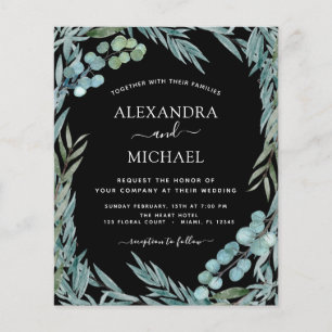 Budget Eucalyptus Greenery Botanical Wedding Flyer