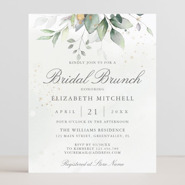 Budget Eucalyptus Greenery Bridal Brunch Invite (Creator Uploaded)