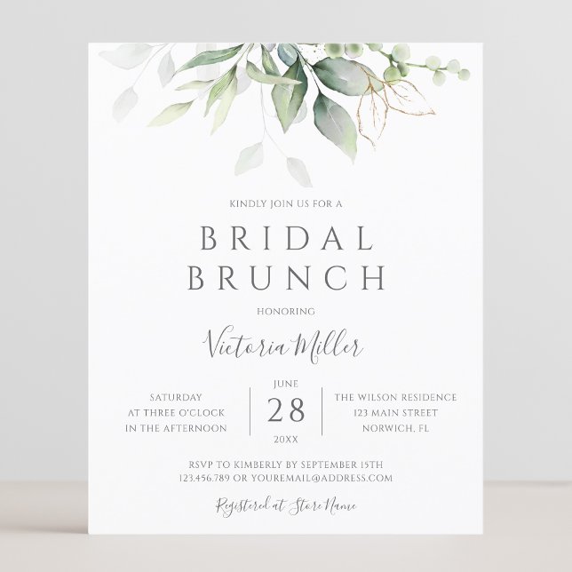Budget Eucalyptus Greenery Bridal Brunch Invite (Creator Uploaded)