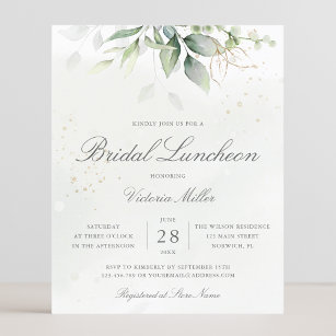 Budget Eucalyptus Greenery Bridal Luncheon Invite