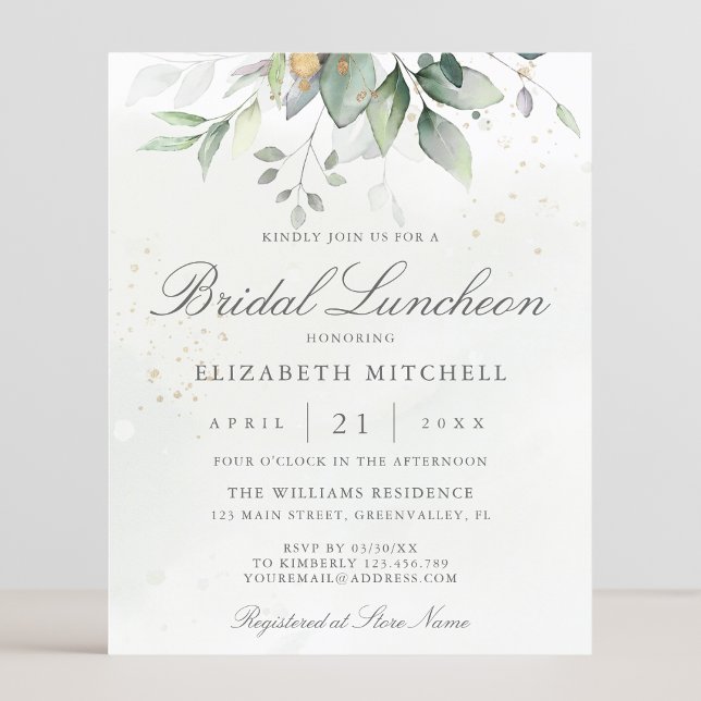 Budget Eucalyptus Greenery Bridal Luncheon Invite (Creator Uploaded)