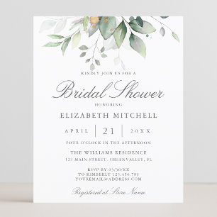 Budget Eucalyptus Greenery Bridal Shower Invite