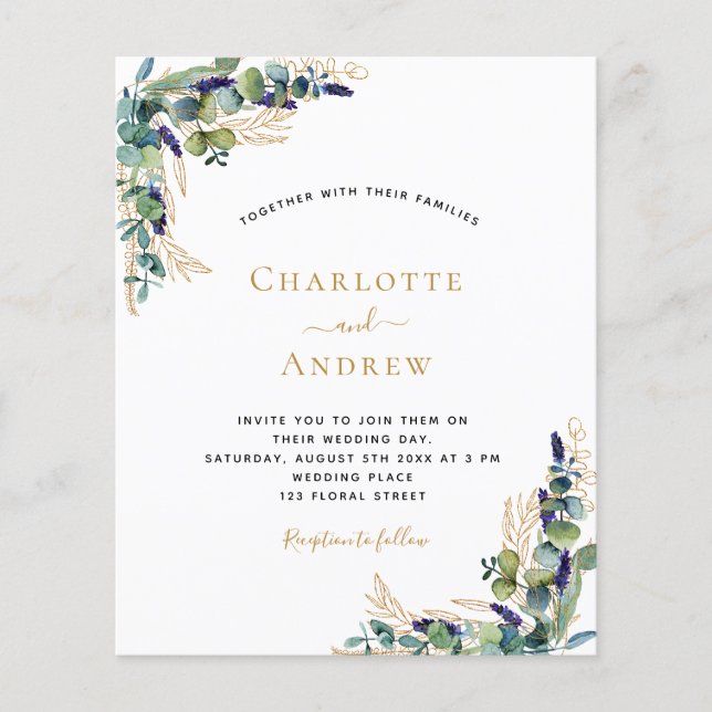 Budget eucalyptus greenery elegant modern wedding (Front)