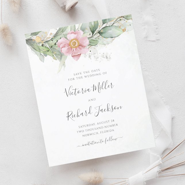 Budget Eucalyptus Greenery Floral Save The Date (Creator Uploaded)