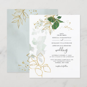 Budget Eucalyptus Greenery Gold Leaves Geometric