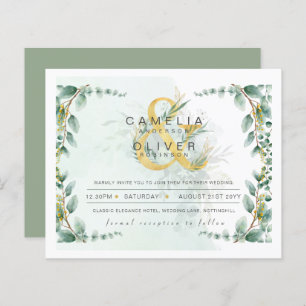 BUDGET Eucalyptus Greenery Gold Wedding QR CODE IN