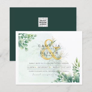 BUDGET Eucalyptus Greenery Gold Wedding QR CODE IN